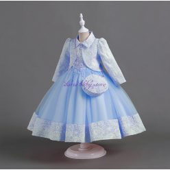   Rochita albastru deschis Egreta 3-8 ani cu bolero si gentuta 