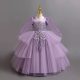 Rochie Noema mov 3-10 ani broderie si maneca lunga