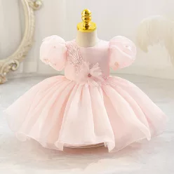   Rochite elegante fete Mika 0-4 ani roz deschis cu maneca scurta