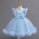 Rochii elegante fete nunta Carla albastru deschis 3-12 ani lungime medie cu tulle