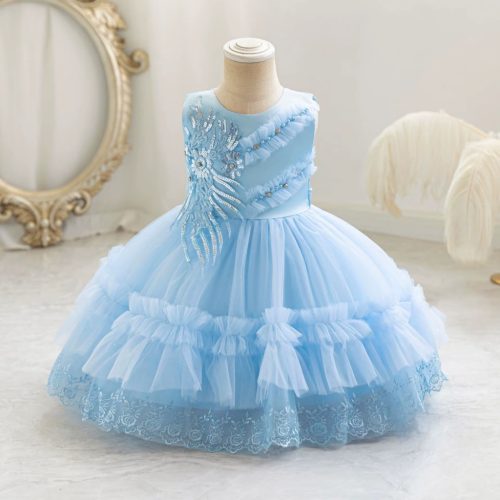 Rochie pentru fetite 0-4 ani albastru Marsila lungime medie 