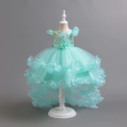 Rochie eleganta fete Lisanda 3-12 ani verde deschis cu trena