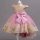 Rochie eleganta fete Leonide 3-12 ani roz cu broderie aurie cu trena