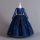 Rochie de ocazie fete Evelina albastru inchis 3-12 ani broderie paiete dantela si maneca lunga