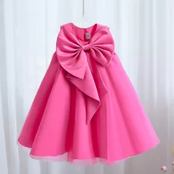   Rochita roz fucsia ciclam comoda evazata 2-8 ani Miruna cu funda