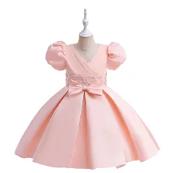   Rochita roz deschis eleganta Anastasia 3-12 ani lungime medie clasica