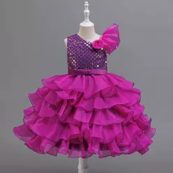   Rochii elegante fete banchet mov Alexia 3-12 ani lungime medie cu volane