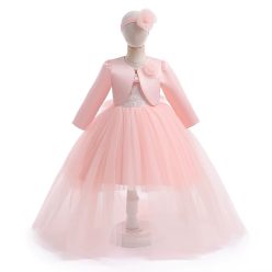 Rochita Kira cu bolero si trena 3-8 ani roz