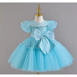   Rochie eleganta fete Miriam 1-6 ani albastru turcoaz cu paiete 
