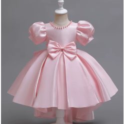   Rochie eleganta fete Camilla satin 3-12 ani roz deschis cu trena