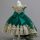 Rochie eleganta fete Leonide 3-12 ani verde cu broderie aurie cu trena
