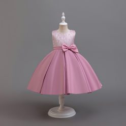   Rochita eleganta fetite roz tafta Alezia 3-8 ani lungime medie