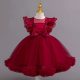 Rochii elegante fete nunta Carla bordo 3-12 ani lungime medie cu tulle