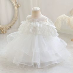 Rochita eleganta fetite alba Kim 1-5 ani lungime medie