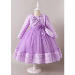   Rochita eleganta mov Marisa 3-12 ani cu bolero  maneca lunga si gentuta