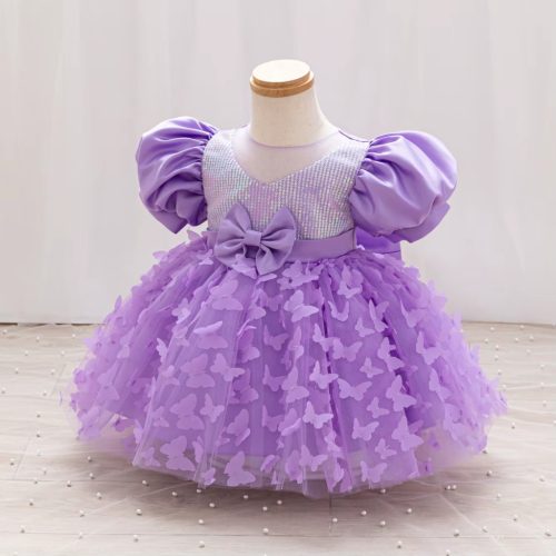 Rochita eleganta fetite lila Amalia 1-7 ani lungime medie