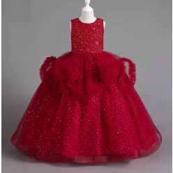 Rochita elegante fete Celina 5-15 ani lunga bordo