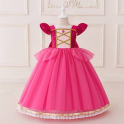 Rochita printesa Aurora roz fucsia 3-10 ani lunga