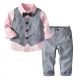 Set Davide format din camasa + pantaloni + vesta + papion 1-6 ani roz/gri