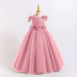 Rochita eleganta fete roz pudra 7-12 ani lunga Asteria