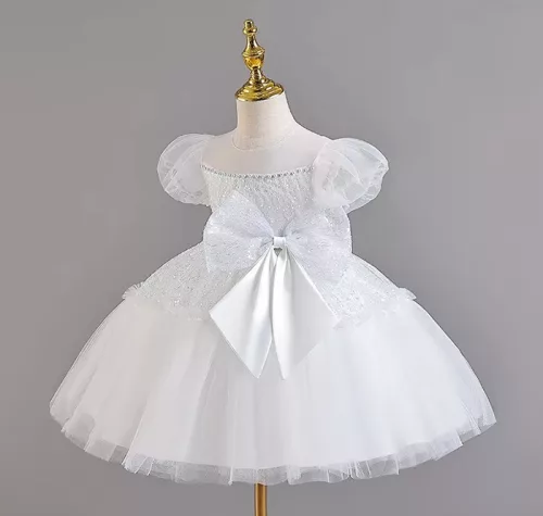 Rochie eleganta fete Miriam 1-6 ani alba cu paiete IN STOC