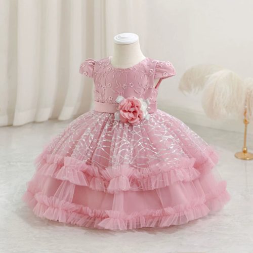 Rochita fetite eleganta roz pudra Caliope 1-5 ani