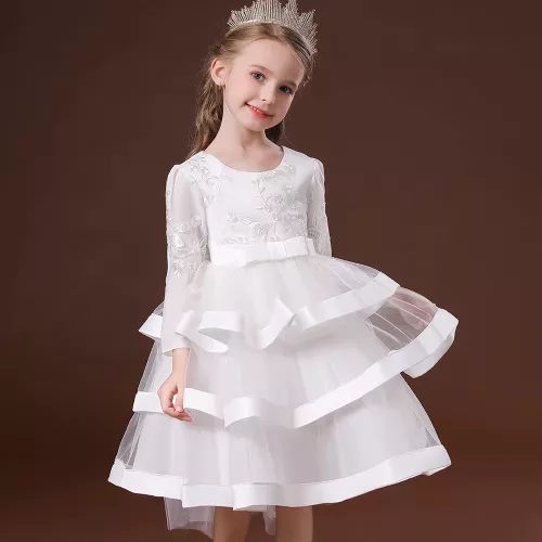 Rochita Ozana alba  3-8 ani cu bolero maneca lunga IN STOC